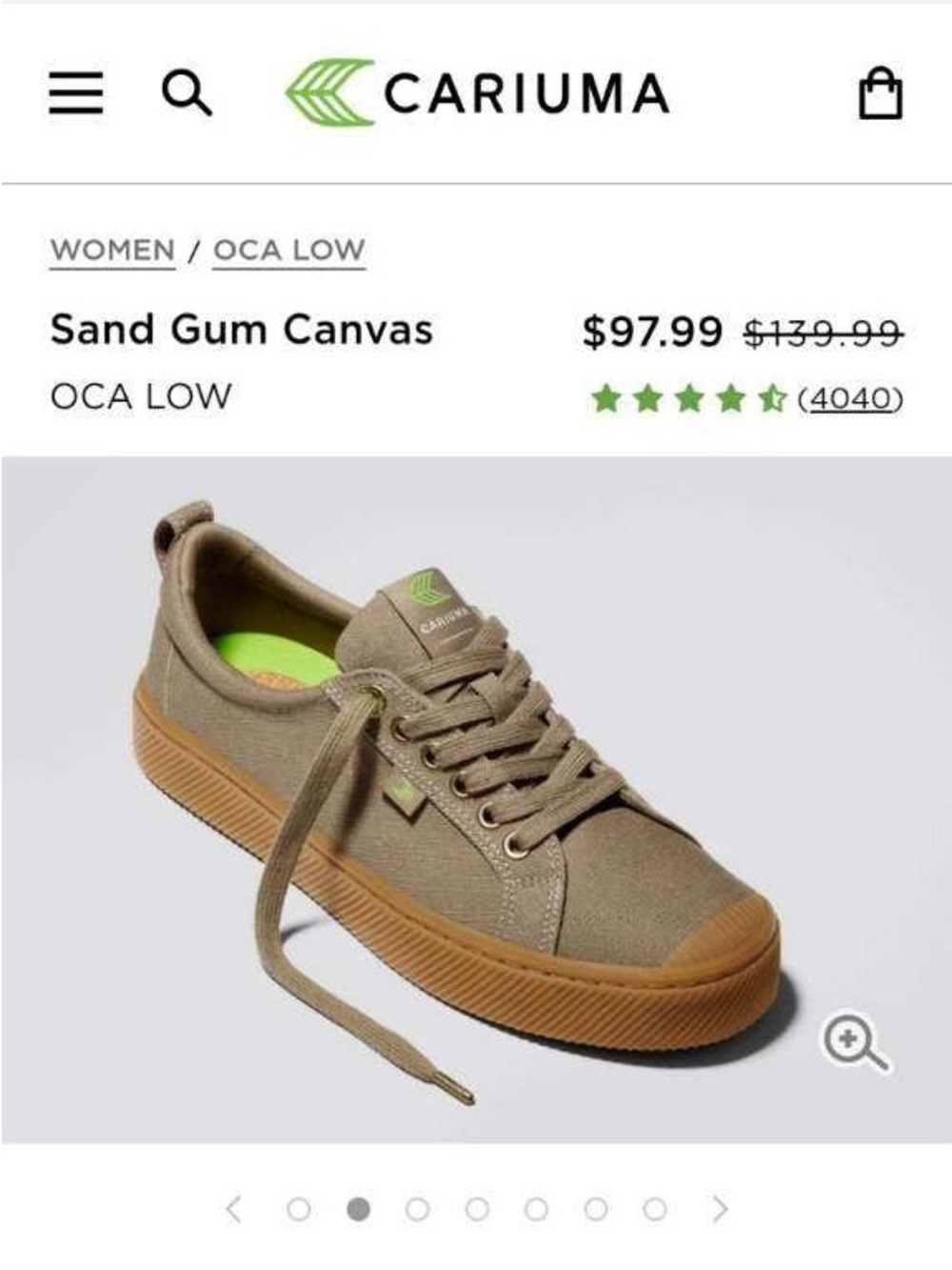 Cariuma Sand Gum Canvas OCA Low Sneaker in Sand and Gum